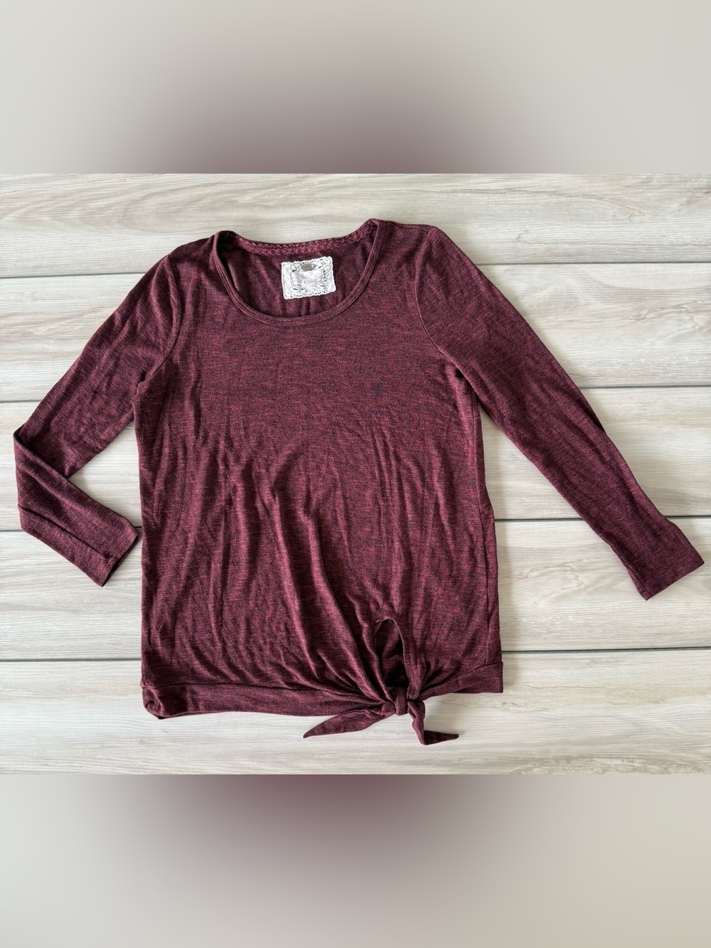 Cupio Long Sleeve Scoop Neck Top Maroon Medium EUC